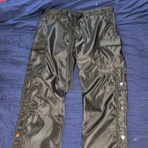 Mnml black cargo zipper button up pants